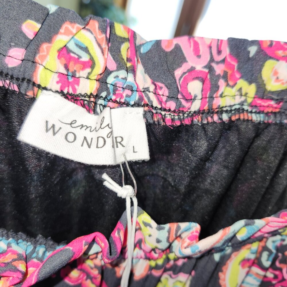 Emily Wonder Black Paisley Ruffle Dress Maxi  Boho size L - Picture 12 of 14